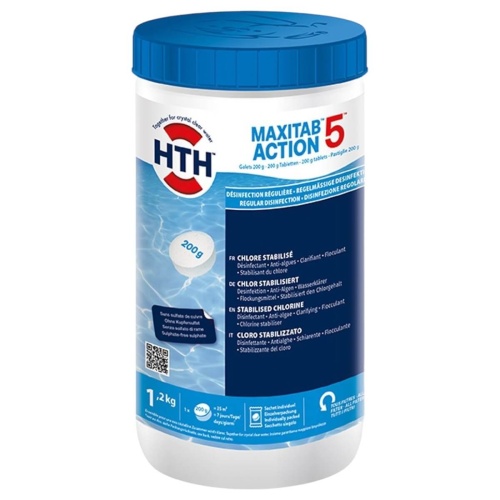 Хлор многофункц. стабилиз. 5 в 1  1,2кг HTH MAXITAB ACTION таблетки 200гр. (упак. 1шт.) (K901750H1)
